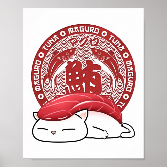 Maguro Tuna Sushi Cat  Poster (Front)