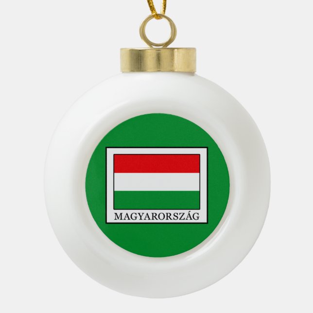 Magyarorszag Ceramic Ball Christmas Ornament (Front)