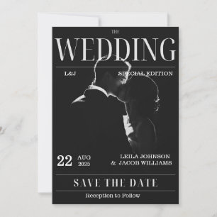 Magzine Unique Fun Photo Save the Date Wedding  Invitation