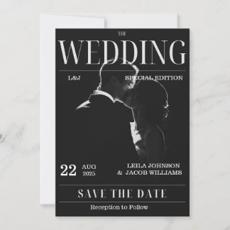 Magzine Unique Fun Photo Save the Date Wedding  Invitation