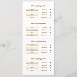 Mah-Jong tally points card – 2