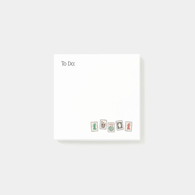 Mah Jongg 3x3 Inch Post It Note (Front)