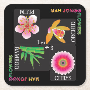 Mah Jongg 4 Flowers Coasters