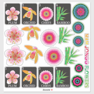 Mah Jongg 4 Flowers Stickers