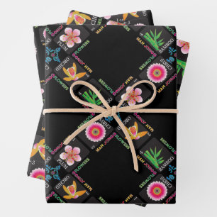 Mah Jongg 4 Flowers Wrapping Paper
