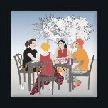 Mah Jongg Alfresco Magnet<br><div class="desc">Original digital drawing of women playing Mah Jongg.</div>