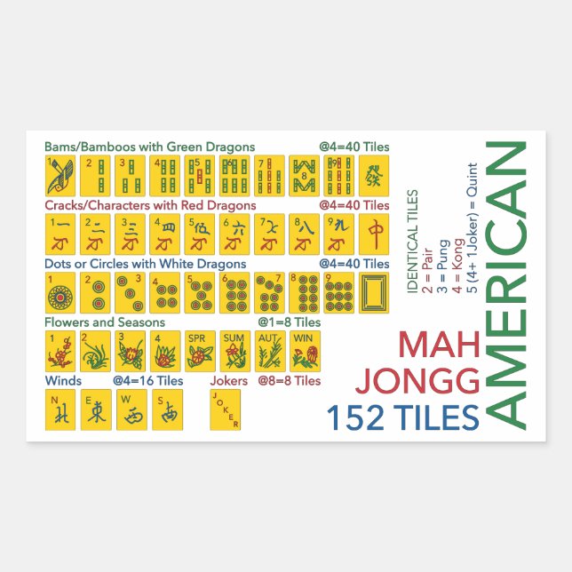Mah Jongg American Tiles Stickers (Front)