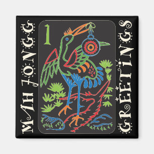 Mah Jongg Bird Greetings Magnet