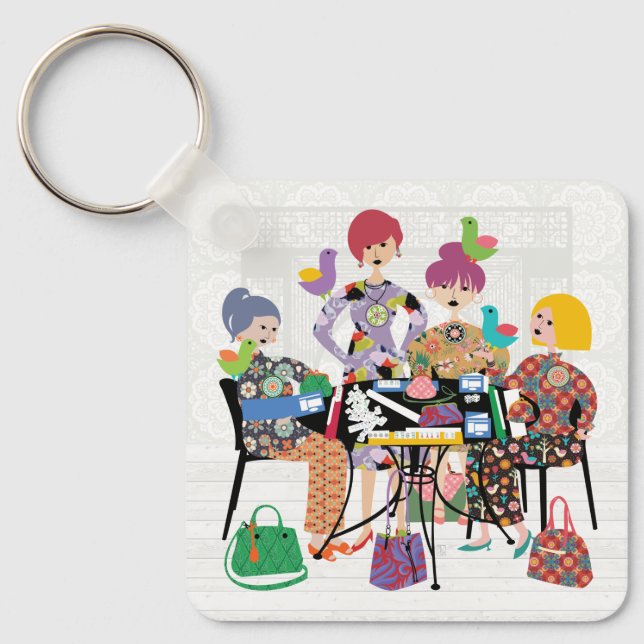 Mah Jongg Birds Keychain (Front)