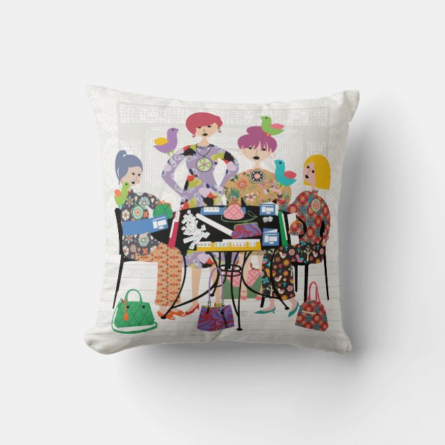 Mah Jongg Birds Pillow (Front)