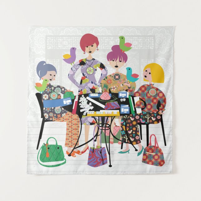 Mah Jongg Birds Tapestry (Front)