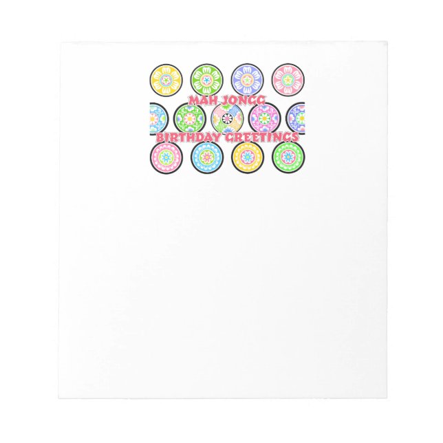 Mah Jongg Birthday Dots Notepad (Front)