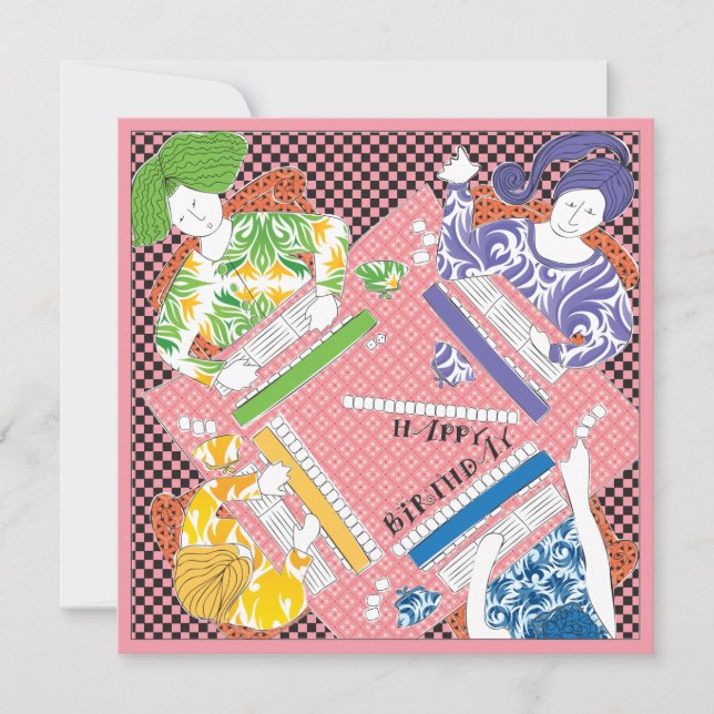 Mah Jongg Birthday Game Flat Card (Front)
