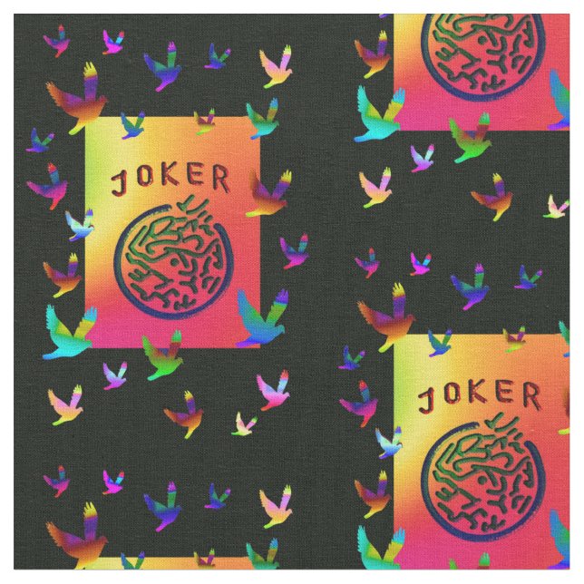 Mah Jongg Black Joker Dreams Fabric (Close Up)
