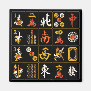 Mah Jongg Black/Orange/Yellow Magnet