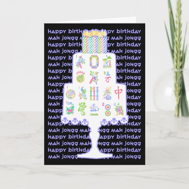 Mah Jongg Cake Birthday Card (Front)