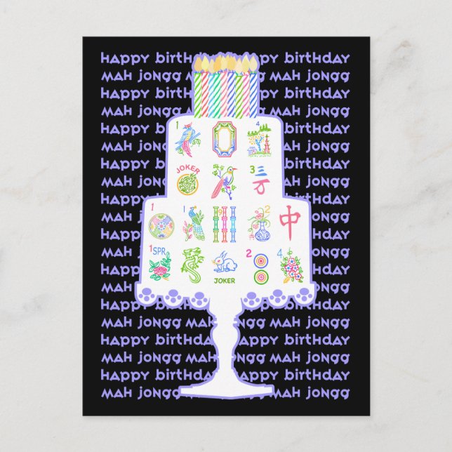 Mah Jongg Cake Birthday Postcard (Front)