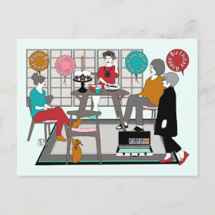 Mah Jongg Cat Birthday Postcard