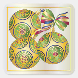 Mah Jongg Christmas Ornaments Square Sticker