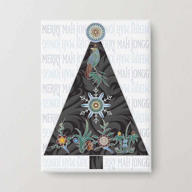 Mah Jongg Christmas Tree Button (Front)