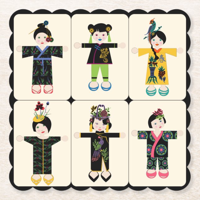Mah Jongg Dolls Coasters (Front)