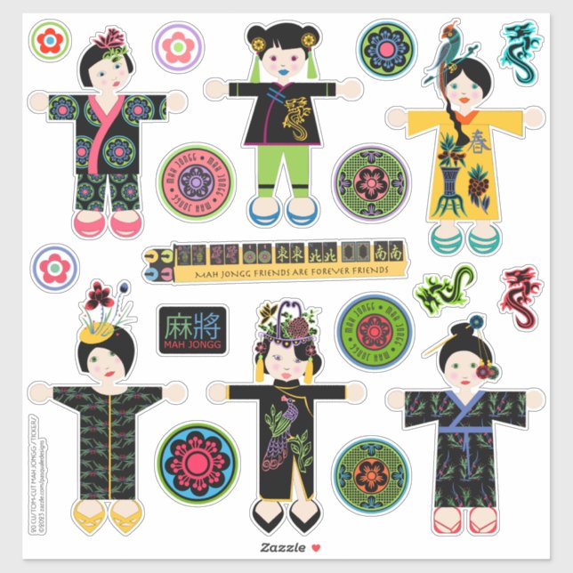 Mah Jongg Dolls Stickers (Sheet)