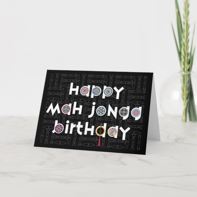 Mah Jongg Dots Birthday Card (Front)