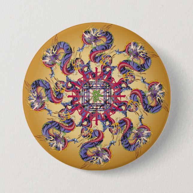 Mah Jongg Dragon Year Button (Front)