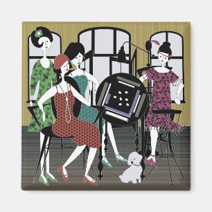 Mah Jongg Flappers Dog Magnet