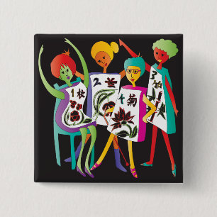 Mah Jongg Flower Dance 15 Cm Square Badge