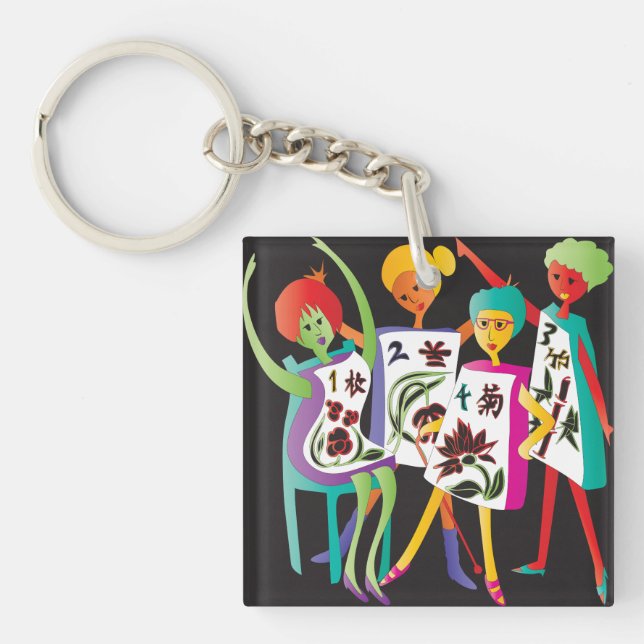 Mah Jongg Flower Dance Key Ring (Front)