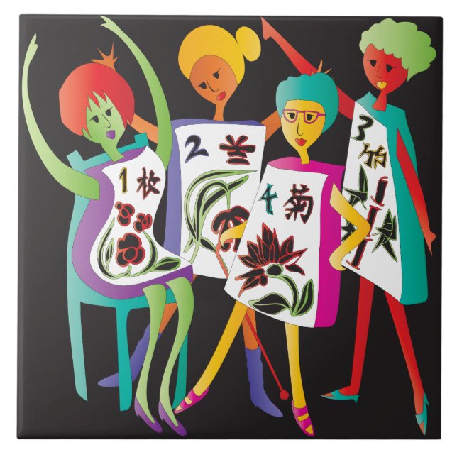 Mah Jongg Flower Dance Tile (Front)