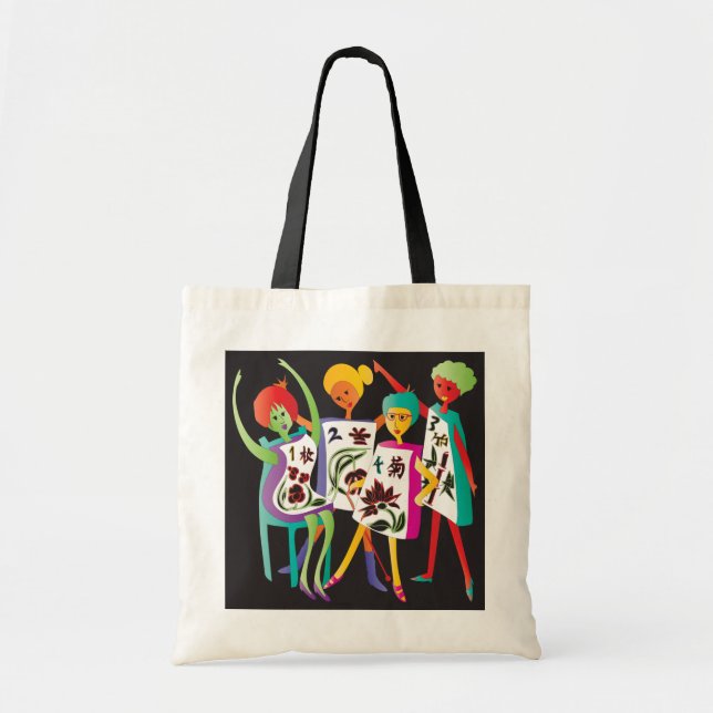 Mah Jongg Flower Dance Tote Bag (Front)