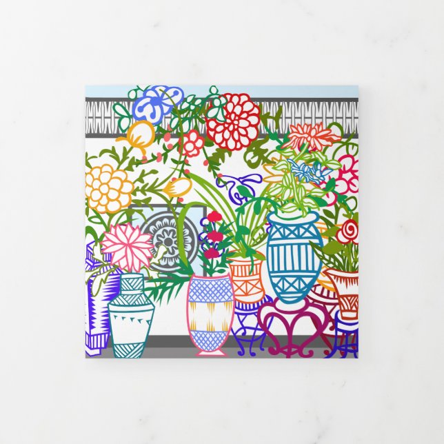 Mah Jongg Flower Garden Tri-Fold Card (Cover)