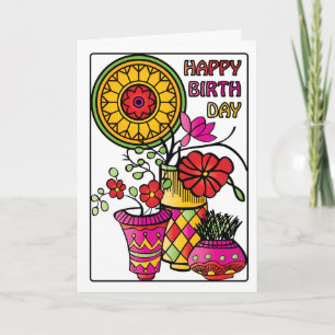 Mah Jongg Flowers 01 Birthday Card