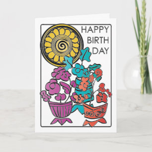 Mah Jongg Flowers 02 Birthday Card