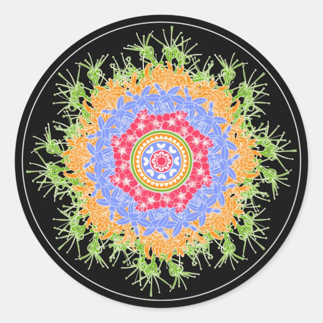 Mah Jongg Flowers Classic Round Sticker (Front)