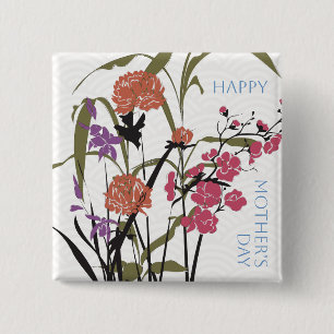 Mah Jongg Flowers Mother’s Button