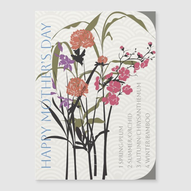 Mah Jongg Flowers Mother’s Day Flat Magnet (Front)
