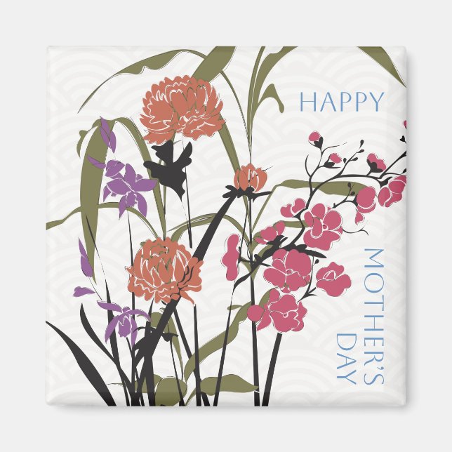 Mah Jongg Flowers Mother’s Magnet (Front)