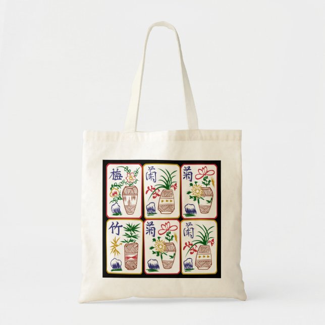 Mah Jongg Flowers & One Circles Tote Bag (Front)