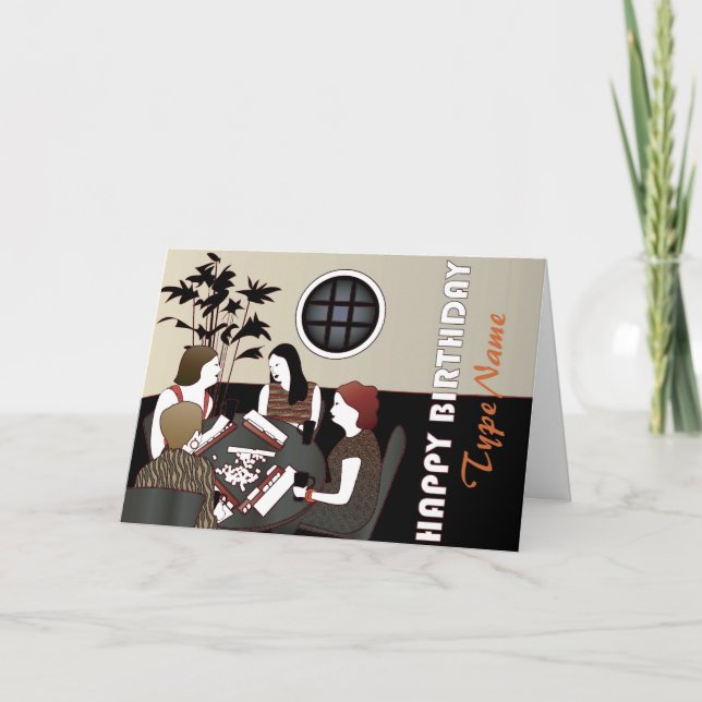 Mah Jongg Game Custom Birthday Card (Front)