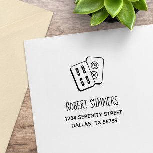 Mah-Jongg Game Tiles Address Rubber Stamp