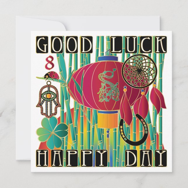 Mah Jongg Good Luck Happy Day Card (Front)