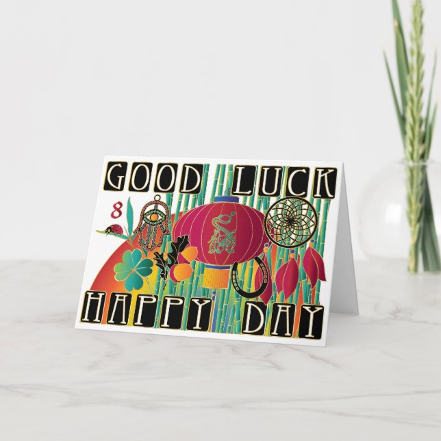 Mah Jongg Good Luck Happy Day Card (Front)