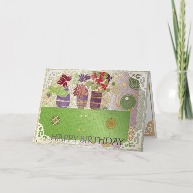 Mah Jongg Green Table Birthday Card (Front)