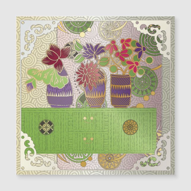 Mah Jongg Green Table Magnet Card (Front)