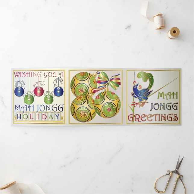 Mah Jongg Greetings Tri-Fold Card (Outside)