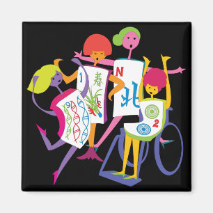 Mah Jongg Happy Dance Black Magnet