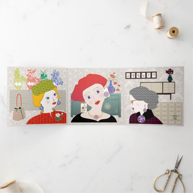 Mah Jongg Ladies Trifold Card (Inside)